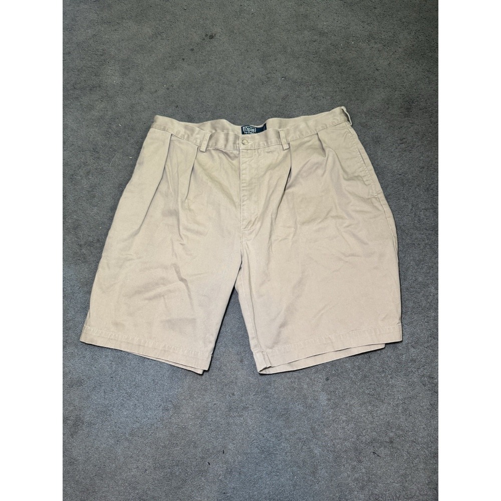 Polo Ralph Lauren Mens 40 Khaki Pleated Chino Shorts Classic Golf Casual